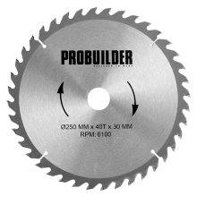 Rundsavsklinge Ø250 x 30 mm - 40T - Probuilder